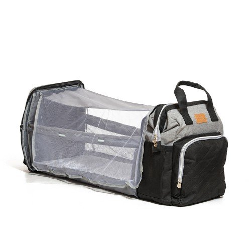 Mochila Maternal y Cuna - Gris/Negro