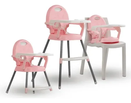 Silla de Comer 3 en 1 Alta, Media y Booster - Rosa