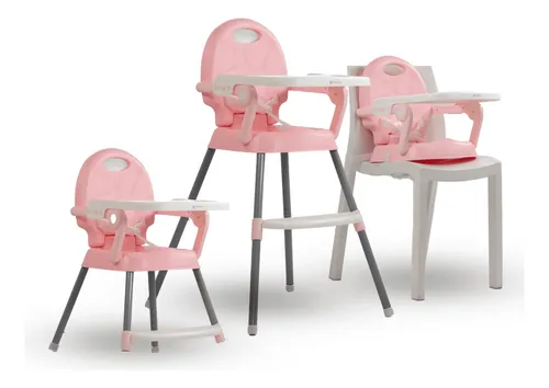 Silla de Comer 3 en 1 Alta, Media y Booster - Rosa