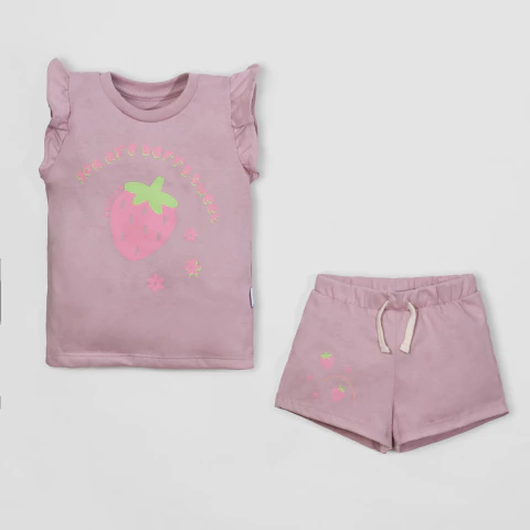 Conjunto 2 Piezas - Remera m/c + Short - Rosa Viejo Berry
