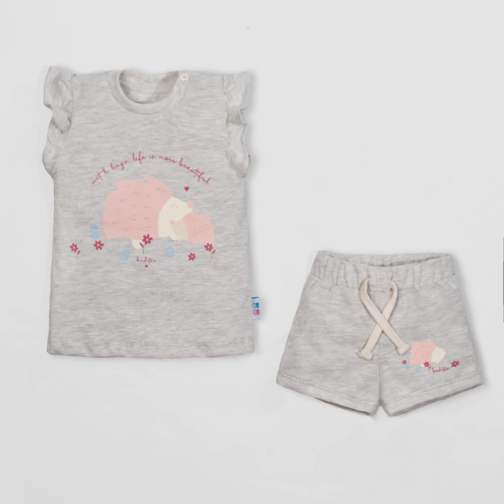 Conjunto 2 Piezas - Remera m/c + Short - Gris Erizo