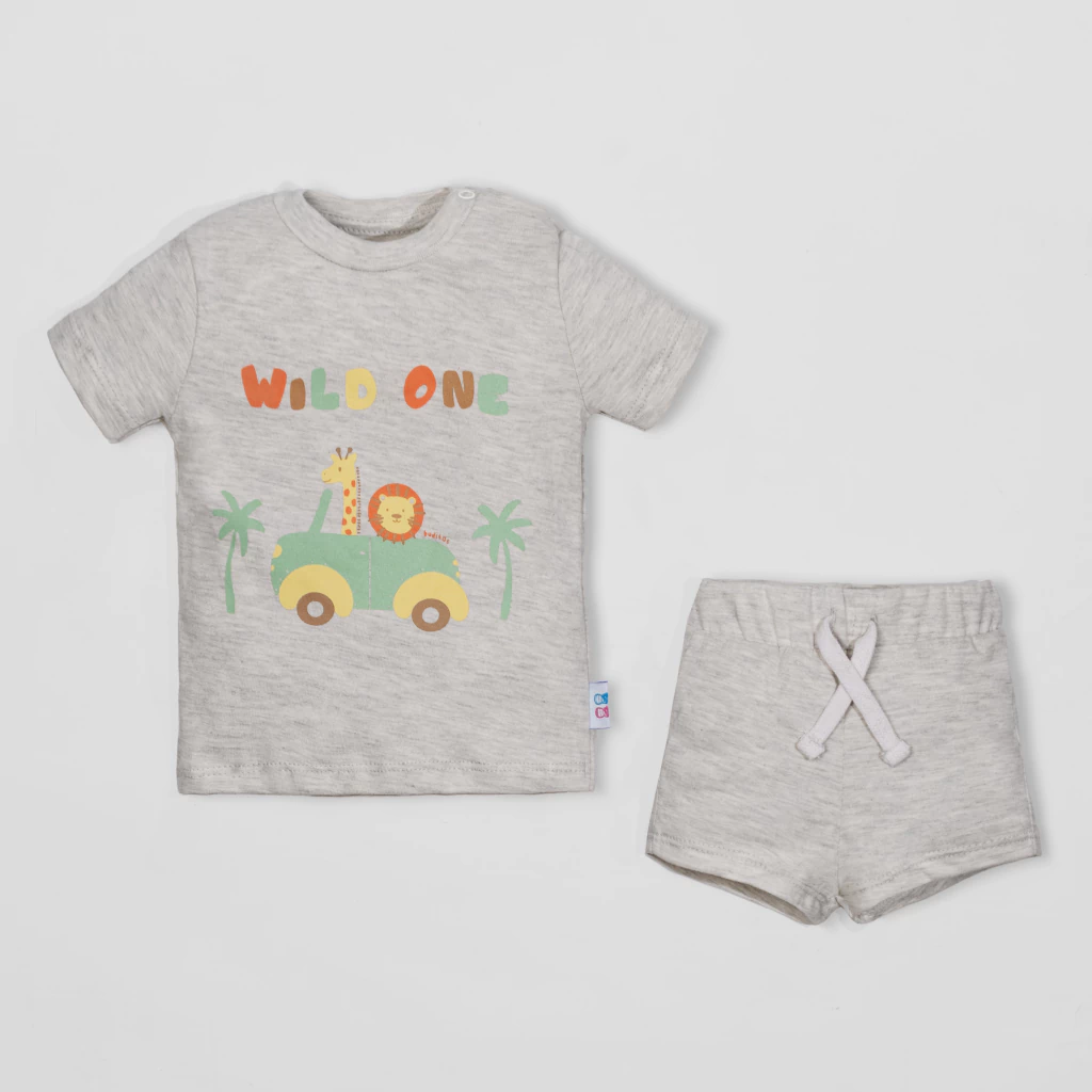 Conjunto 2 Piezas - Remera m/c + Short - Gris Safari