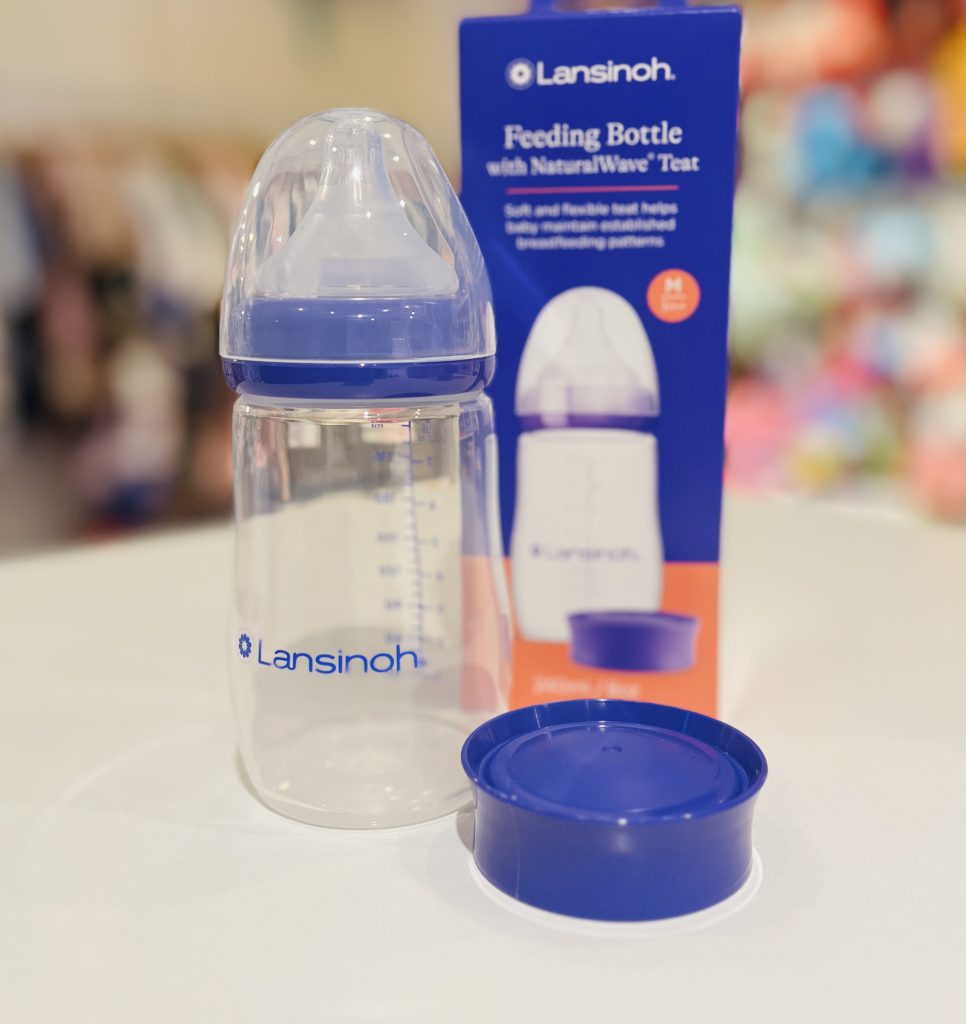 Mamadera Lansinoh 240 ml. c/Tetina Natural Flujo Medio + Tapa