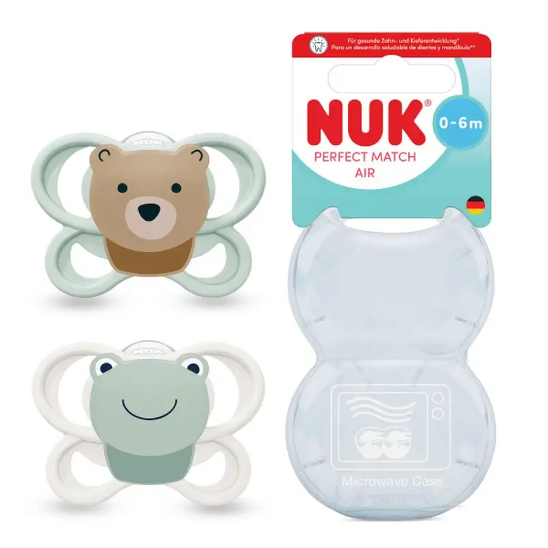 Chupete NUK Perfect Match Air 0-6m x2 u. - Oso/Rana