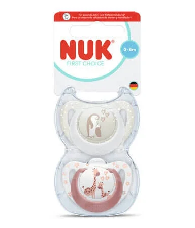 Chupete NUK First Choice 0-6m x2 u. - Pinguino/Jirafa